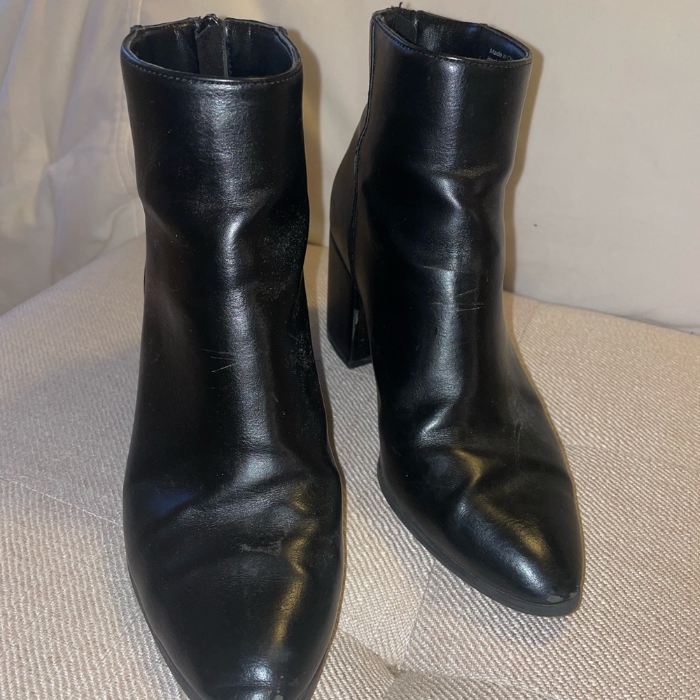 Black Booties Faux Leather